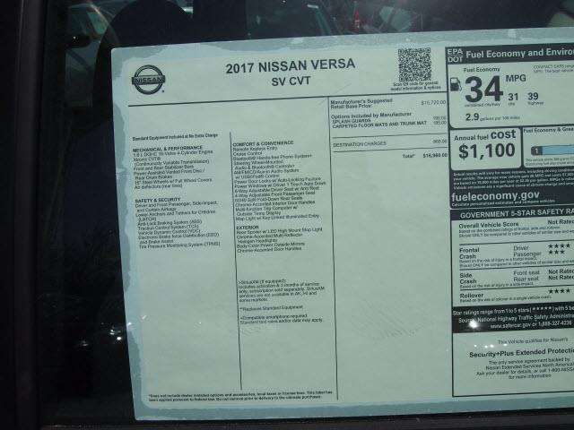 2017 Nissan Versa 1.6 SL 4dr Sedan